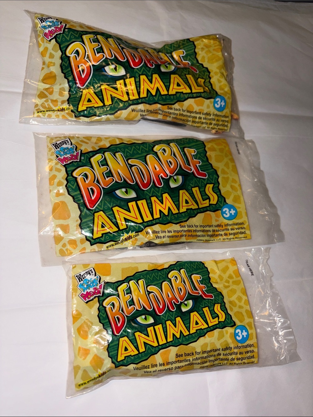 Vintage Wendy’s Bendables Animal Set Includes giraffe, bat and snake